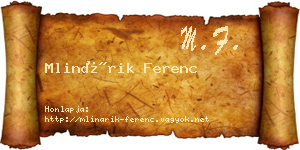 Mlinárik Ferenc névjegykártya