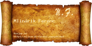 Mlinárik Ferenc névjegykártya